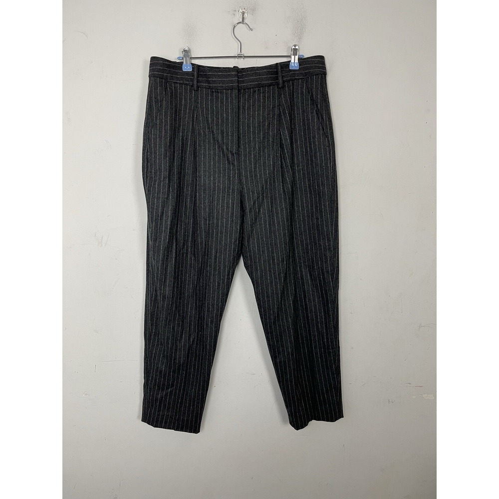 Banana Republic Womens Pants 14 Pleated Flannel Wool Blend Luxury Gray High Rise